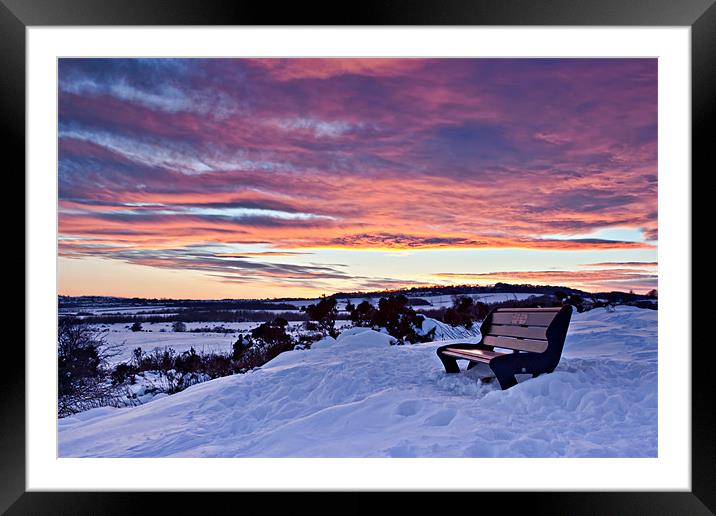 A Seat at Sunset - Waldridge Fell Country Park. Framed Mounted Print by David Lewins (LRPS)