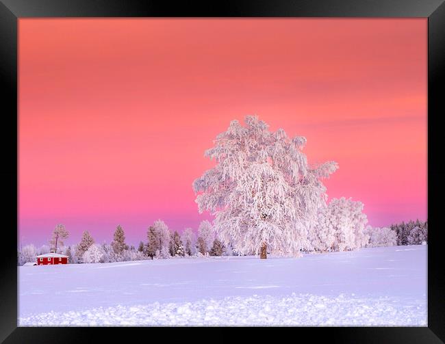Sunset Jämtland Sweden Framed Print by Hamperium Photography