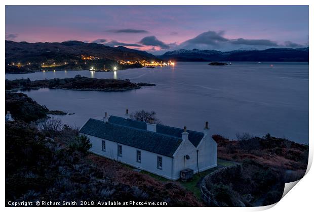 Cottage on Eilean Ban and Loch Alsh Print by Richard Smith