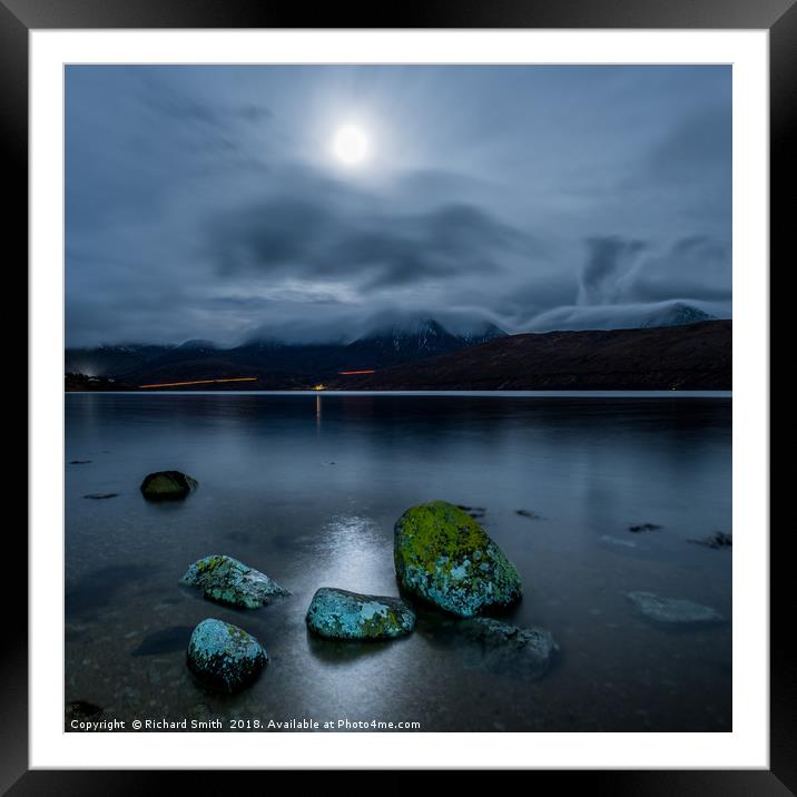 Loch Ainort, Isle of Skye, by moonlight Framed Mounted Print by Richard Smith