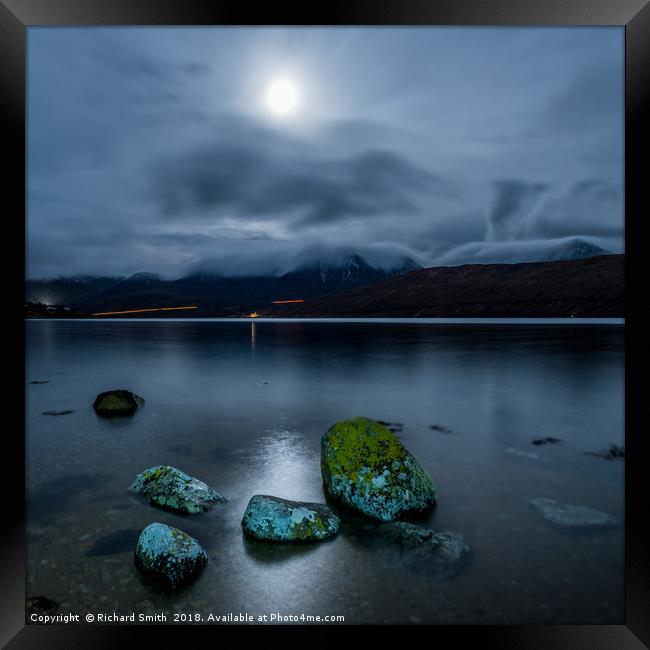 Loch Ainort, Isle of Skye, by moonlight Framed Print by Richard Smith