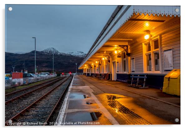 Southside platform at Kyle of Lochalsh station Acrylic by Richard Smith