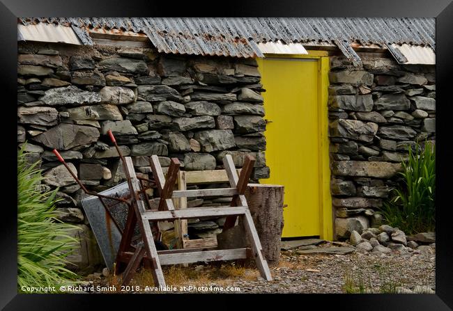 Outhouse yellow door Framed Print by Richard Smith