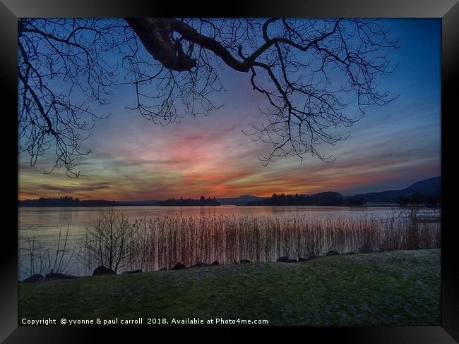 Lake of Menteith winter sunset Framed Print by yvonne & paul carroll