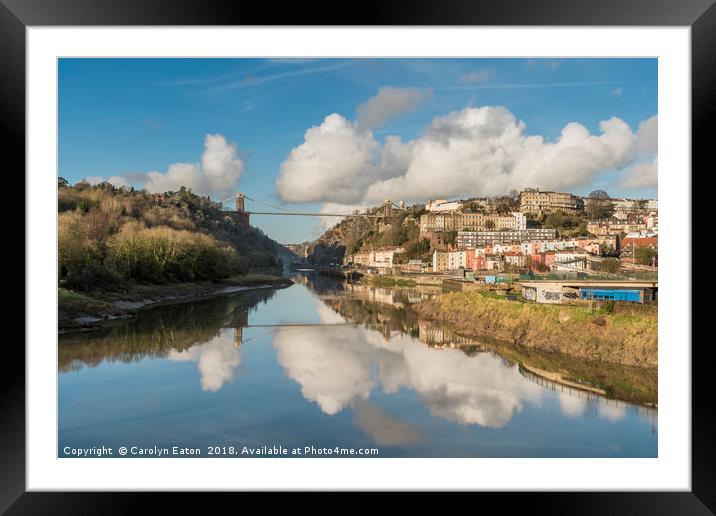 Clifton Suspension Bridge Reflected Framed Mounted Print by Carolyn Eaton
