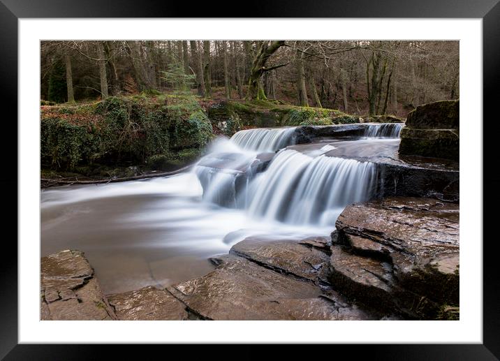 Naturally stepped stone falls - Taf Fechan Framed Mounted Print by Ramas King