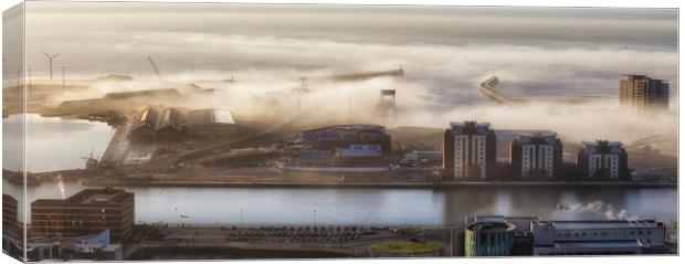 Swansea docks in the fog Canvas Print by Leighton Collins