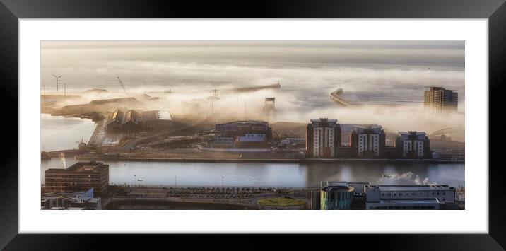 Swansea docks in the fog Framed Mounted Print by Leighton Collins