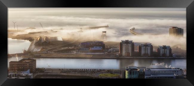 Swansea docks in the fog Framed Print by Leighton Collins