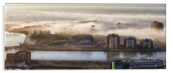 Swansea docks in the fog Acrylic by Leighton Collins