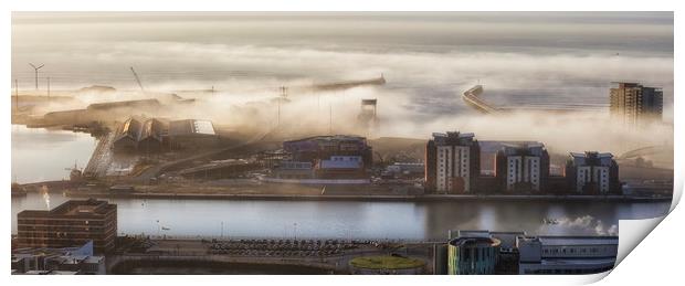 Swansea docks in the fog Print by Leighton Collins