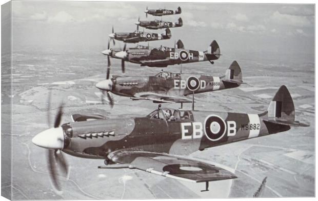 Spitfire Mk 12's of 41 Squadron RAF, 1944 Canvas Print by Chris Langley