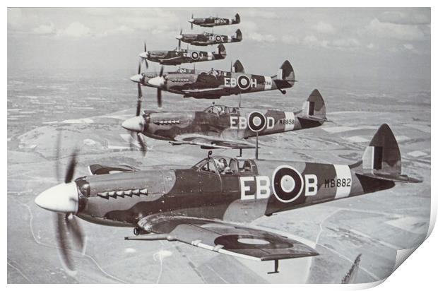 Spitfire Mk 12's of 41 Squadron RAF, 1944 Print by Chris Langley