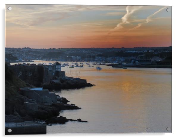 Majestic Sunrise over Plymouth Hoe Acrylic by Beryl Curran