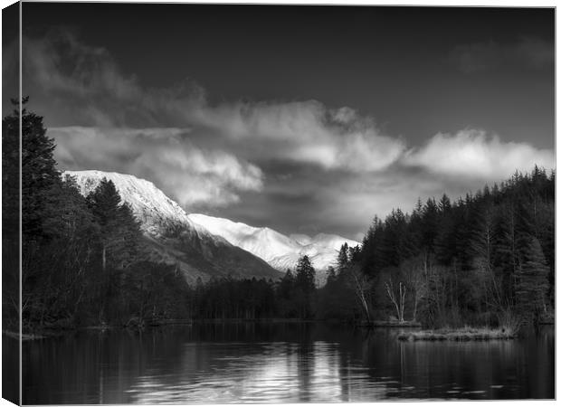 Mamores from Glencoe Lochan Canvas Print by Tommy Dickson