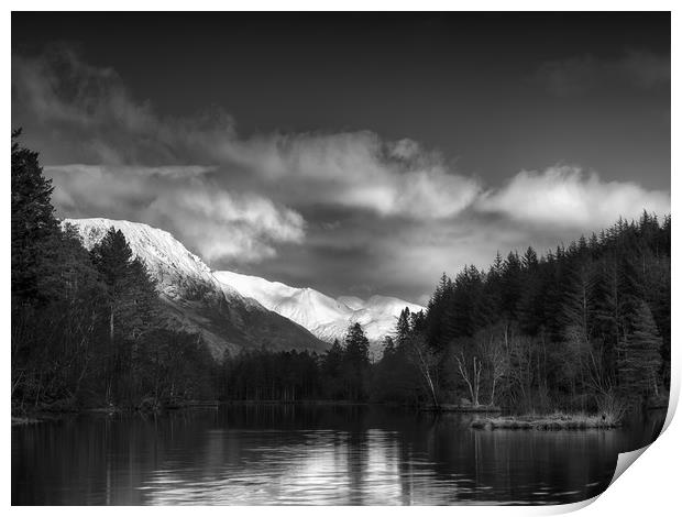 Mamores from Glencoe Lochan Print by Tommy Dickson