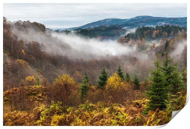 Misty morning on Dukes Pass Print by George Robertson