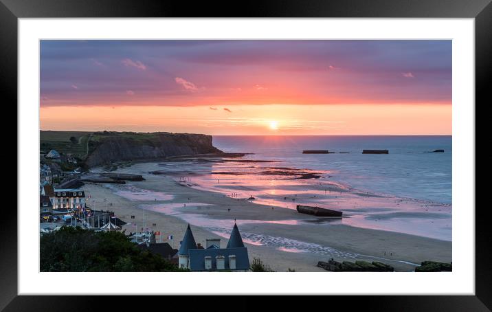 Mulberry Harbour at Arromanches Framed Mounted Print by George Robertson