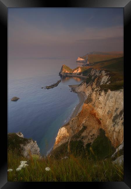 Sunrise near Durdle Door on the Dorset Coast Framed Print by Ashley Chaplin