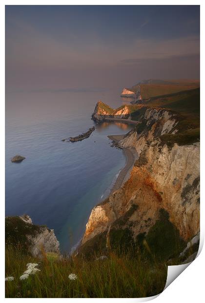 Sunrise near Durdle Door on the Dorset Coast Print by Ashley Chaplin