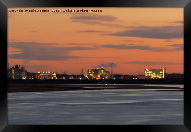 SUNSET AT WORK Framed Print by andrew saxton