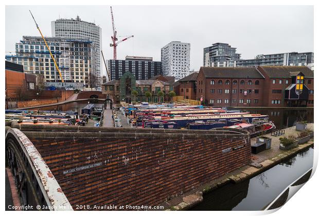 New buildings being erected around the old canal i Print by Jason Wells