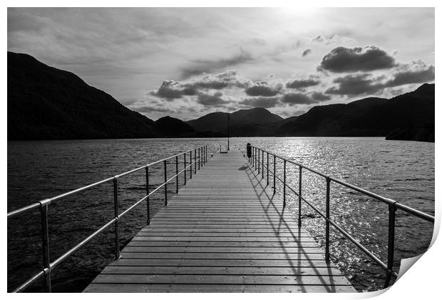 Aira Force Pier, with silohuettes of near and dist Print by Alf Damp