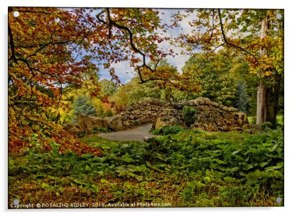 "Little stone bridge in the park" Acrylic by ROS RIDLEY