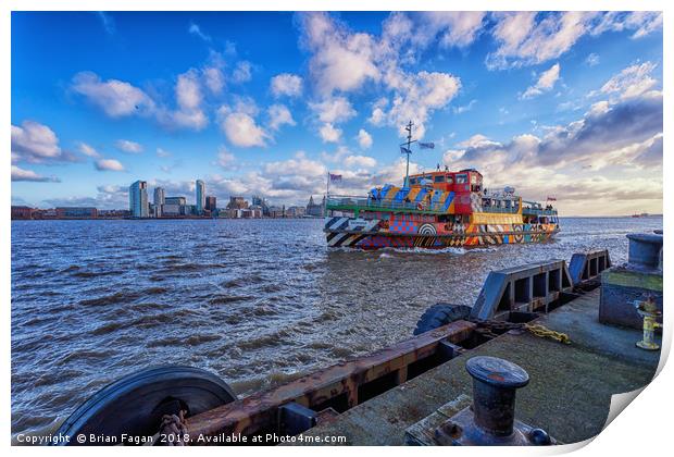 Ferry across the Mersey Print by Brian Fagan