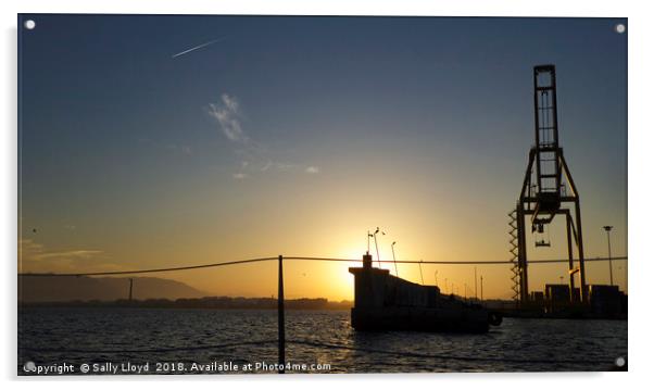 Malaga Port at sunset Acrylic by Sally Lloyd