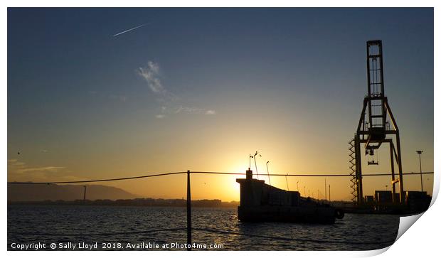 Malaga Port at sunset Print by Sally Lloyd