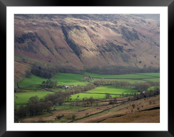 Sunlit Farm in the Lake District, UK Framed Mounted Print by Colin Tracy