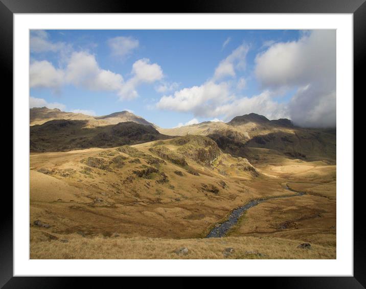 Dappled Sun On Lake District Hills Framed Mounted Print by Colin Tracy