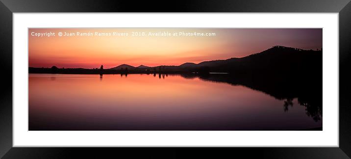 Silhouettes of mountains at sunset Framed Mounted Print by Juan Ramón Ramos Rivero