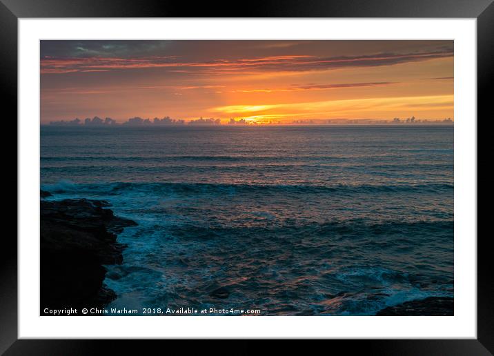 Sunset at Polzeath Cornwall Framed Mounted Print by Chris Warham