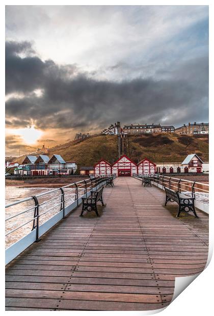 View from the Pier up to Saltburn Town Print by Phil Page