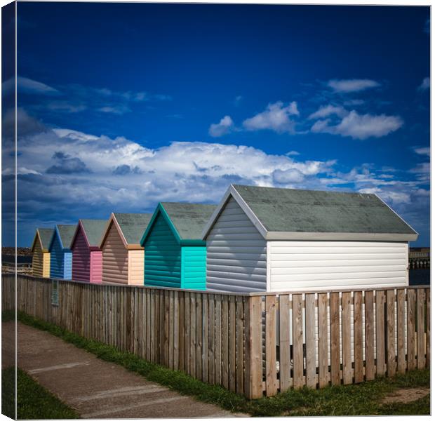 Colourful Beach Huts at Amble in Northumberland Canvas Print by Phil Page