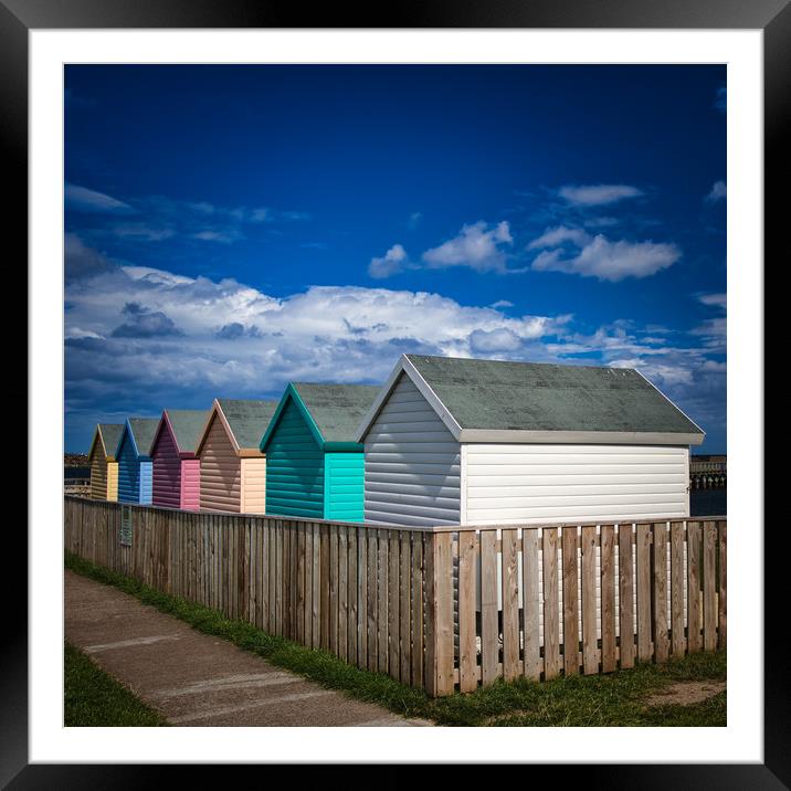 Colourful Beach Huts at Amble in Northumberland Framed Mounted Print by Phil Page