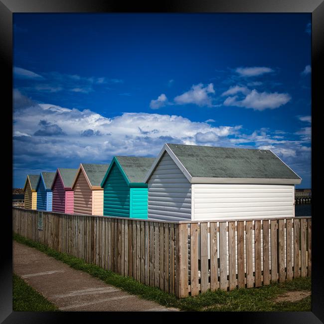 Colourful Beach Huts at Amble in Northumberland Framed Print by Phil Page