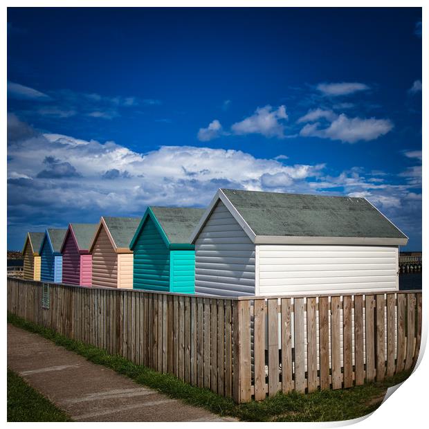 Colourful Beach Huts at Amble in Northumberland Print by Phil Page