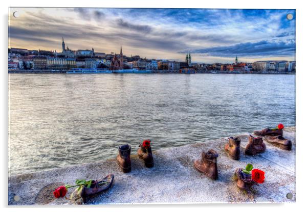 Shoes On The Danube Memorial Acrylic by David Pyatt