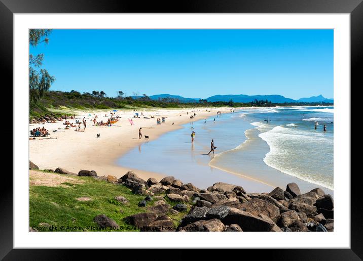 Byron bay Main beach Framed Mounted Print by Andrew Michael
