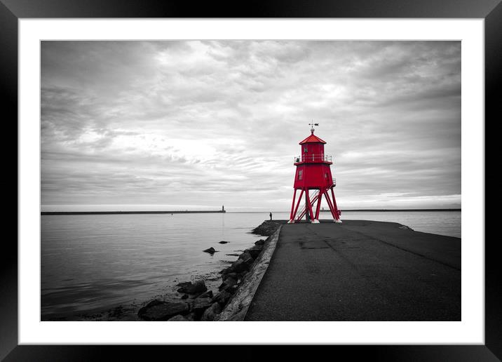 Herd Groyne Lighthouse in South Shields Framed Mounted Print by Phil Page