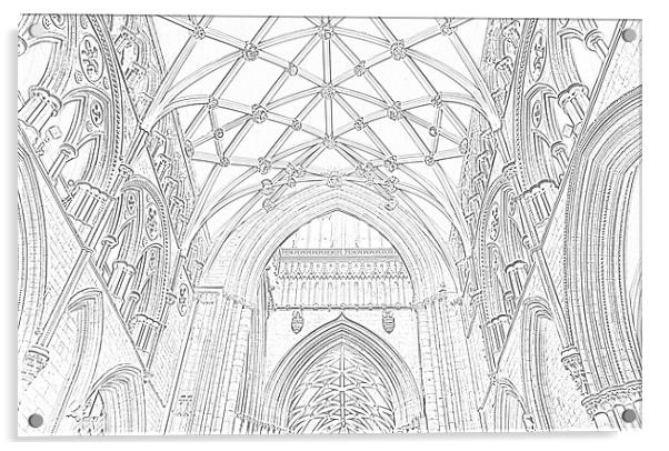 York Minster Sketch Acrylic by George Young
