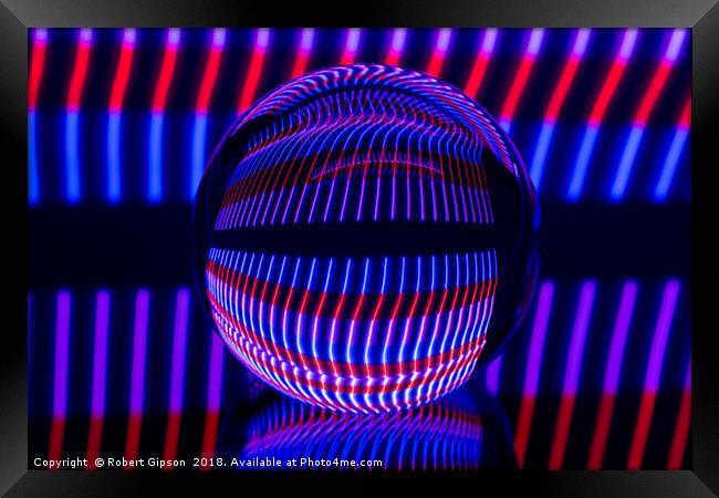 Abstract art Red and Blue in the glass ball Framed Print by Robert Gipson