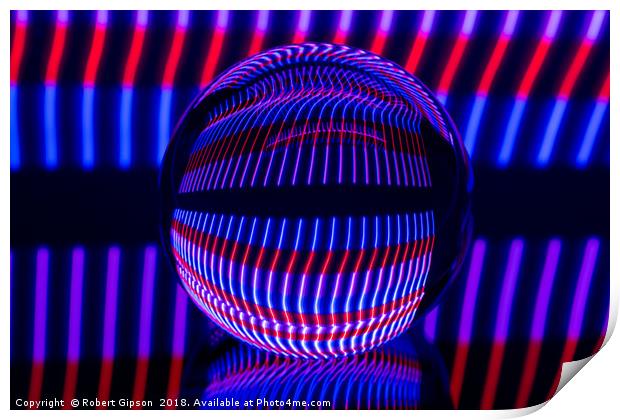 Abstract art Red and Blue in the glass ball Print by Robert Gipson