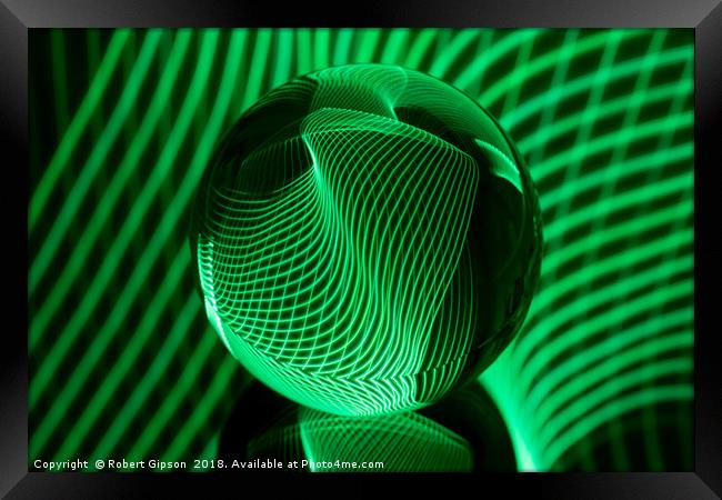 Abstract art Green in the crystal  ball Framed Print by Robert Gipson