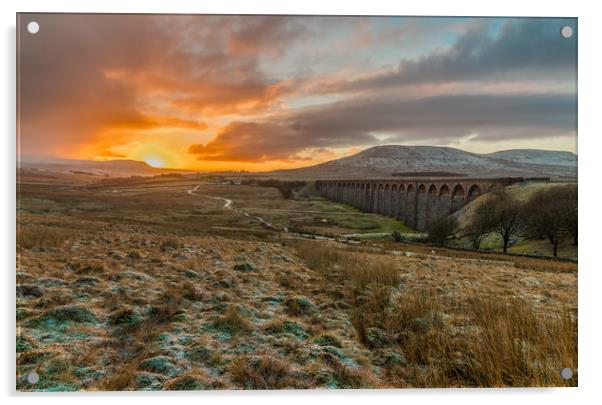 Sunrise at Ribblehead Viaduct Acrylic by Tony Keogh