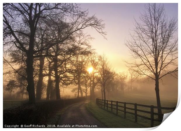January Sunrise In Hampshire Print by Geoff Richards