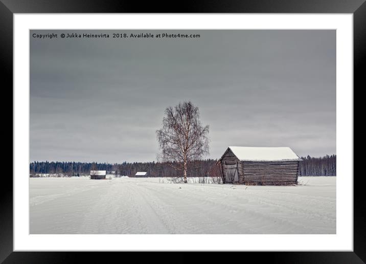Snowy Road To The Forest Framed Mounted Print by Jukka Heinovirta